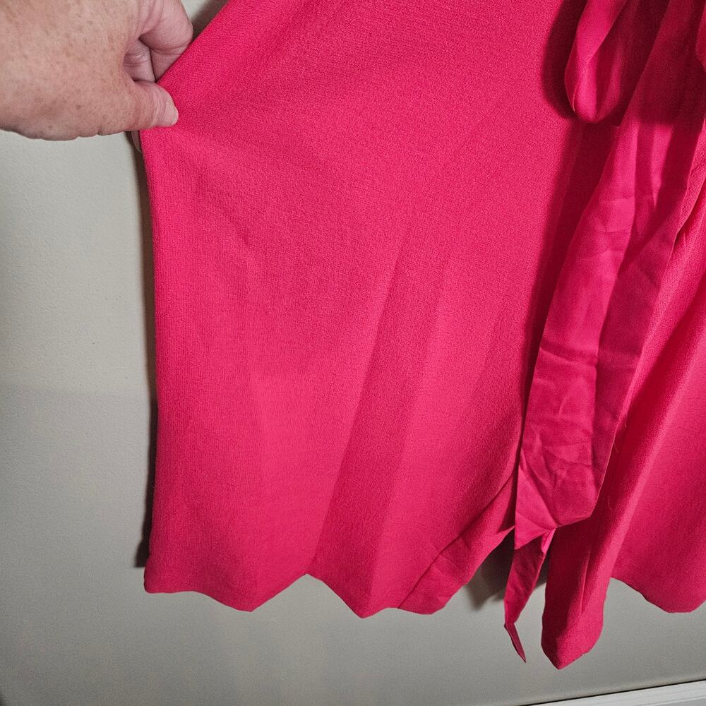 NWOT Eliza J Jumpsuit Hot Pink Faux Wrap Crop Wide Leg Sz 2 - Picture 8 of 16